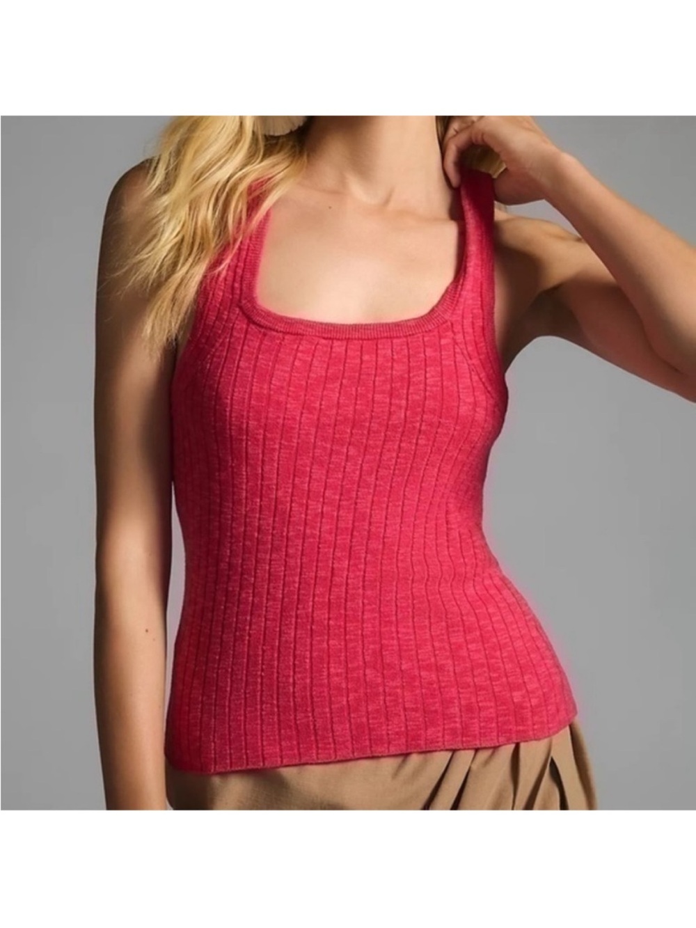 Anthropologie Pilcro Square Neck Ribbed Tank Top
